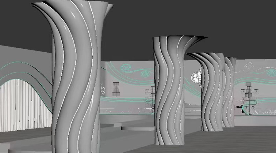 四川達州宏帆巴人廣場--飾紀上品GRG麻花柱子造型項目