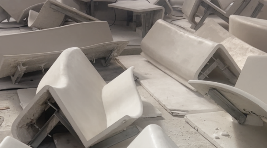 武漢商場(chǎng)水磨石GRC坐凳造型工程 武漢商場(chǎng)水磨石GRC坐凳造型工程